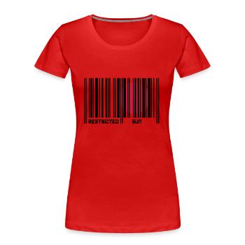 Restricted Sun, Restricted Sun, barcode. - Women's Premium Organic T-Shirt - red - Front - Mia (176cm)