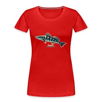 Sander, Carnénat, Pêche, Pêche, Poisson - T-shirt bio Premium Femme - rouge - Devant - Mia (176cm)