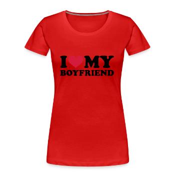 I love my boyfriend - Frauen Premium Bio T-Shirt - Rot - Vorne - Mia (176cm)