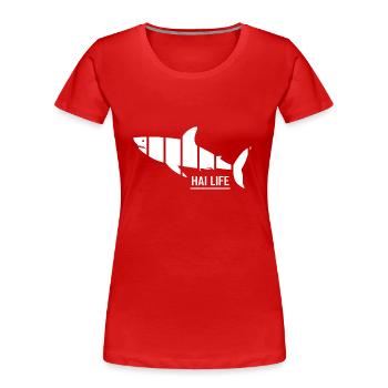 Hai hai-life Haifischflosse Haifisch - Frauen Premium Bio T-Shirt - Rot - Vorne - Mia (176cm)