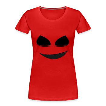 Gruselig Grinsendes Geister Gesicht schwarz - Frauen Premium Bio T-Shirt - Rot - Vorne - Mia (176cm)