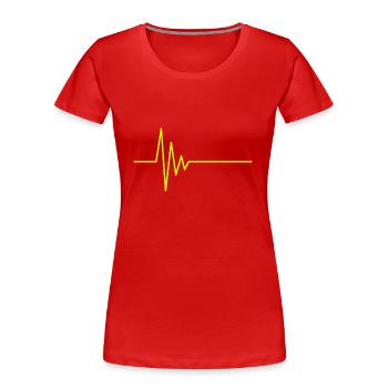 Battement de coeur ECG - T-shirt bio Premium Femme - rouge - Devant - Mia (176cm)