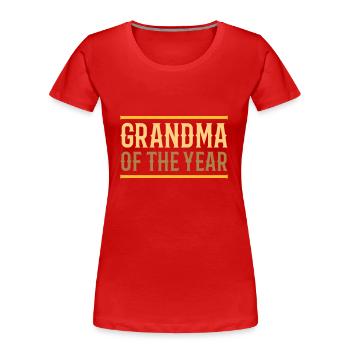 Grandma of the year (Linien) - Frauen Premium Bio T-Shirt - Rot - Vorne - Mia (176cm)