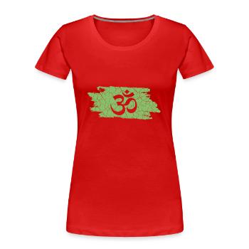 Om - Frauen Premium Bio T-Shirt - Rot - Vorne - Mia (176cm)