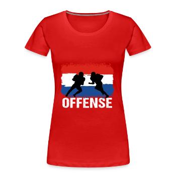American Football Niederlande Offense - Frauen Premium Bio T-Shirt - Rot - Vorne - Mia (176cm)