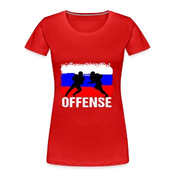 American Football Russland Offense - Frauen Premium Bio T-Shirt - Rot - Vorne - Mia (176cm)