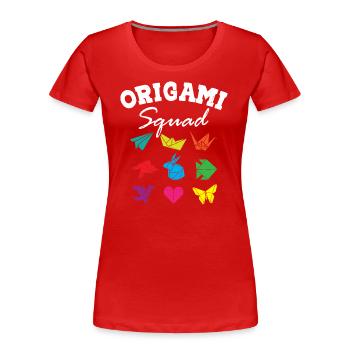 Escouade d’origami - T-shirt bio Premium Femme - rouge - Devant - Mia (176cm)