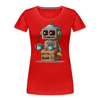 Robot-Café - T-shirt bio Premium Femme - rouge - Devant - Mia (176cm)
