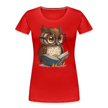 Weise Eule - Frauen Premium Bio T-Shirt - Rot - Vorne - Mia (176cm)
