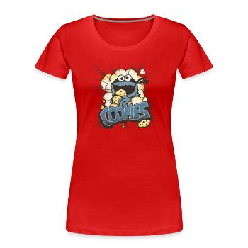 Sesame Street Design Le Macaron Avec Des Cookies - T-shirt bio Premium Femme - rouge - Devant - Mia (176cm)