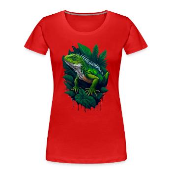 reptile iguana - Women's Premium Organic T-Shirt - red - Front - Mia (176cm)
