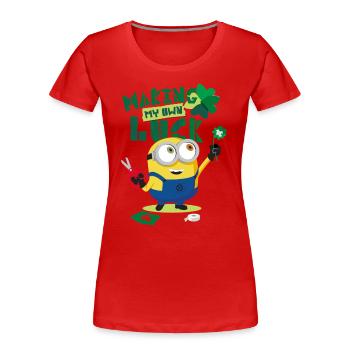 Minions Making My Own Luck - T-shirt bio Premium Femme - rouge - Devant - Mia (176cm)