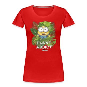 Minions Plant Addict Mit Pflanzen - Frauen Premium Bio T-Shirt - Rot - Vorne - Mia (176cm)