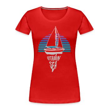Vitamin Meer Sonnenuntergang Segler Segelboot Sege - Frauen Premium Bio T-Shirt - Rot - Vorne - Mia (176cm)