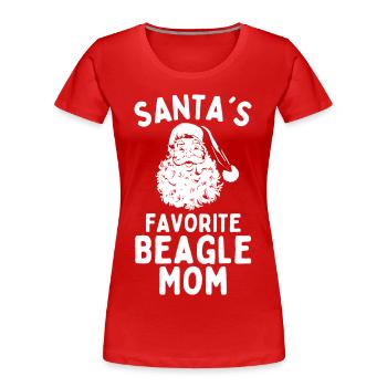 Beagle de Noël Maman Le Beagle préféré du Père Noël - T-shirt bio Premium Femme - rouge - Devant - Mia (176cm)