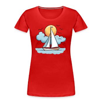 Segelboot - Frauen Premium Bio T-Shirt - Rot - Vorne - Mia (176cm)
