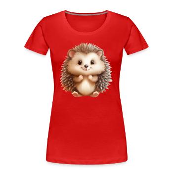 Mignon hérisson assis - T-shirt bio Premium Femme - rouge - Devant - Mia (176cm)
