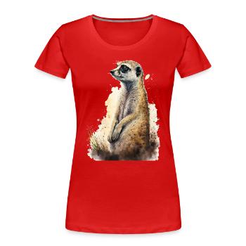Suricate mignon mignon - T-shirt bio Premium Femme - rouge - Devant - Mia (176cm)