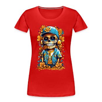 Sugar Skull - Women's Premium Organic T-Shirt - red - Front - Mia (176cm)