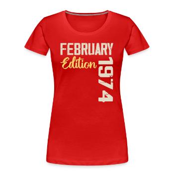 February 1976 Birthday February 1976 Retro - Women's Premium Organic T-Shirt - red - Front - Mia (176cm)