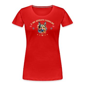 Mon toutou d'amour G3 BLK - T-shirt bio Premium Femme - rouge - Devant - Mia (176cm)