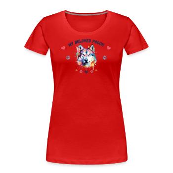 Mon toutou d'amour G5 BLK - T-shirt bio Premium Femme - rouge - Devant - Mia (176cm)