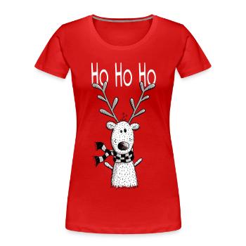 Ho Rentier Ho - Geschenk - Weihnachten - Rentiere - Frauen Premium Bio T-Shirt - Rot - Vorne - Mia (176cm)