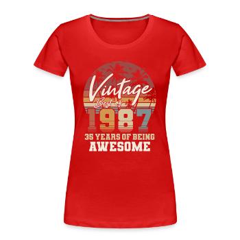 1987 Vintage born 35 Birthday Retro - Women's Premium Organic T-Shirt - red - Front - Mia (176cm)