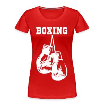 Gants de boxe blancs - T-shirt bio Premium Femme - rouge - Devant - Mia (176cm)