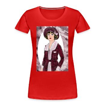 Lady Noir Portrait 2 (Rot) - Frauen Premium Bio T-Shirt - Rot - Vorne - Mia (176cm)