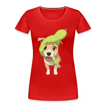 Chien charmant avec serpent jouet - T-shirt bio Premium Femme - rouge - Devant - Mia (176cm)