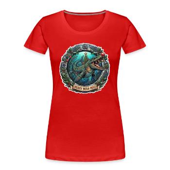 Underwater dinosaur with fairy lights - Women's Premium Organic T-Shirt - red - Front - Mia (176cm)
