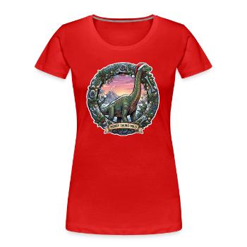 Brachiosaurus Weihnachten  - Frauen Premium Bio T-Shirt - Rot - Vorne - Mia (176cm)
