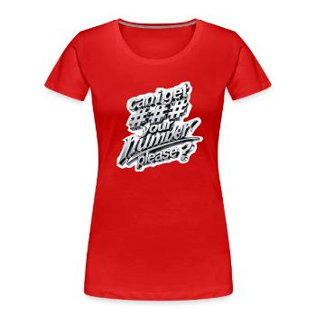 Caniget Nummernbitte 3D Metall - Frauen Premium Bio T-Shirt - Rot - Vorne - Mia (176cm)