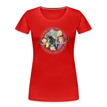 Rick And Morty Freunde Und Andere Parasiten - Frauen Premium Bio T-Shirt - Rot - Vorne - Mia (176cm)