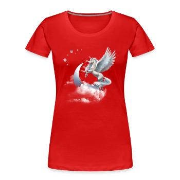 Cheval volant licorne ou pégase - T-shirt bio Premium Femme - rouge - Devant - Mia (176cm)
