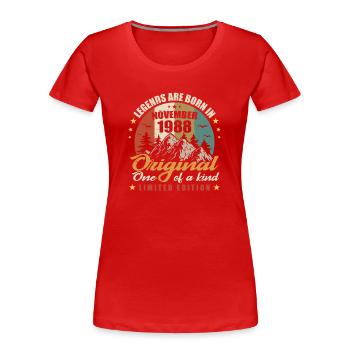 Legends wurden im November 1988 geboren, ursprünglich 1988 - Frauen Premium Bio T-Shirt - Rot - Vorne - Mia (176cm)