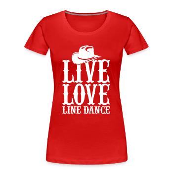 line dance - Women's Premium Organic T-Shirt - red - Front - Mia (176cm)
