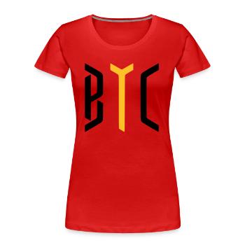 BITCOIN / BTC / CRYPTOCURRENCIES / CRYPTOS - Women's Premium Organic T-Shirt - red - Front - Mia (176cm)