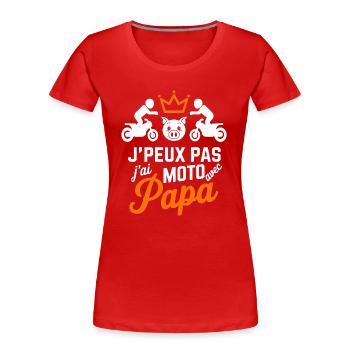 Biker mit Papa - Ich kann kein Motorrad haben - Frauen Premium Bio T-Shirt - Rot - Vorne - Mia (176cm)