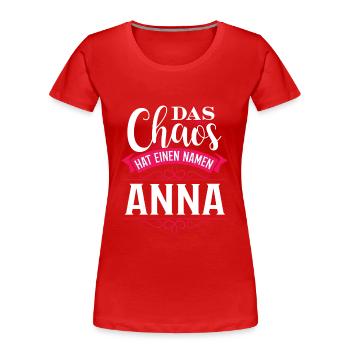 ANNA - Chaos - Frauen Premium Bio T-Shirt - Rot - Vorne - Mia (176cm)