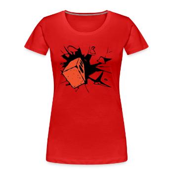 Brique tombe en panne par - T-shirt bio Premium Femme - rouge - Devant - Mia (176cm)
