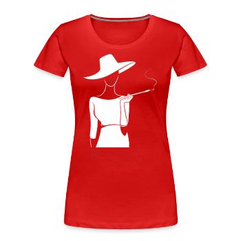 bonjour Tshirt - Salut Französisch Tshirt - Frauen Premium Bio T-Shirt - Rot - Vorne - Mia (176cm)