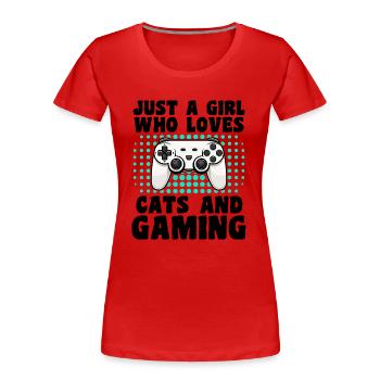 Gamer Girl Cats: amoureuse des Chats, Jeux Vidéo - T-shirt bio Premium Femme - rouge - Devant - Mia (176cm)