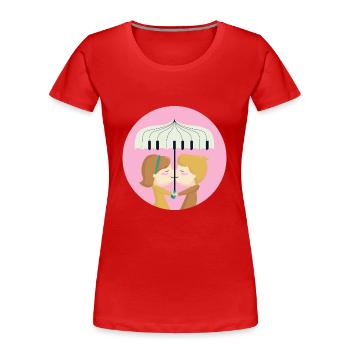 Piano / Parapluie / Piano / Couple d'amoureux - T-shirt bio Premium Femme - rouge - Devant - Mia (176cm)