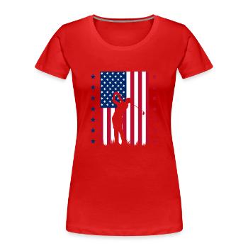 4 juillet, 4 juillet golf, golf américain, USA - T-shirt bio Premium Femme - rouge - Devant - Mia (176cm)