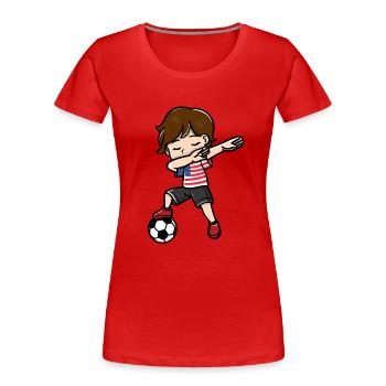Jeunes joueurs de football athlètes dab up - T-shirt bio Premium Femme - rouge - Devant - Mia (176cm)