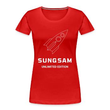 SUNGSAM EDITION ILLIMITEE (Rakete) - Frauen Premium Bio T-Shirt - Rot - Vorne - Mia (176cm)