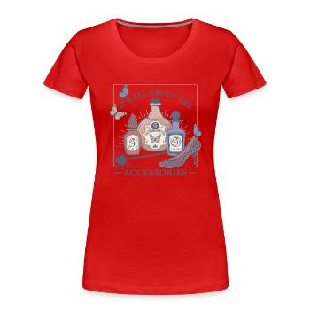 Wicked Design It's All About The Accessoires - Frauen Premium Bio T-Shirt - Rot - Vorne - Mia (176cm)