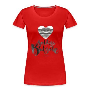 goldigs Butzale Stripes - Frauen Premium Bio T-Shirt - Rot - Vorne - Mia (176cm)